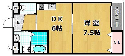 グレートヒルズ(1DK/3階)の間取り写真