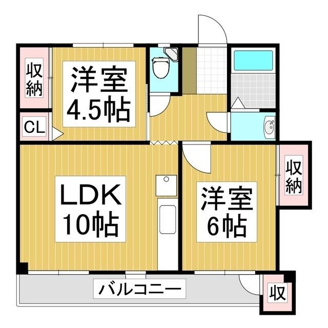 2000POST中村コーポ(2LDK/3階)の間取り写真