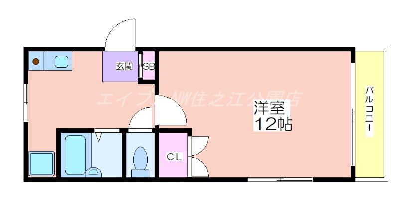 ハイツ新今宮(1K/7階)の間取り写真