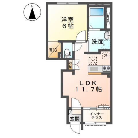 サンマルコ上田 A棟(1LDK/1階)の間取り写真