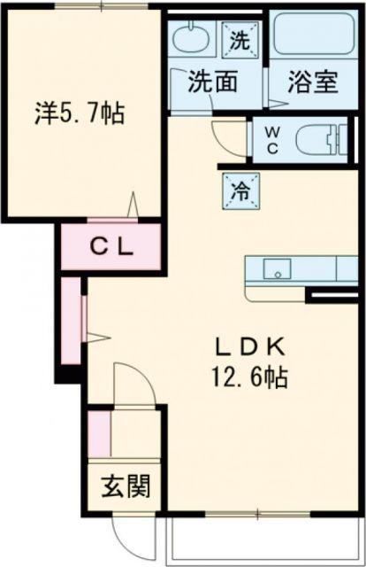 ハイムメゾン白鳥台(1LDK/1階)の間取り写真