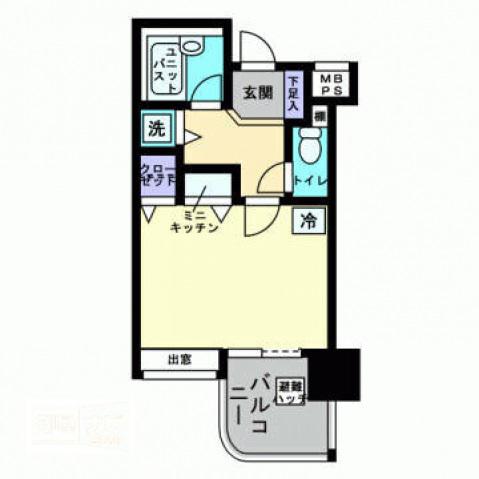 アルファコンフォート福岡西新(1K/7階)の間取り写真