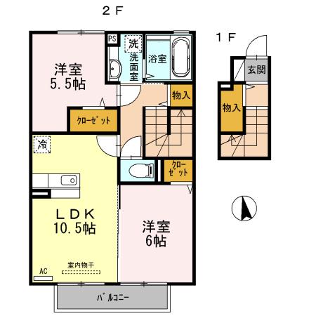 パドレ73(2LDK/2階)の間取り写真