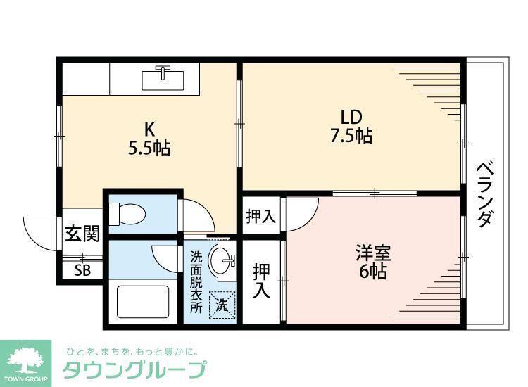 チェリーハイツ石川(2DK/1階)の間取り写真