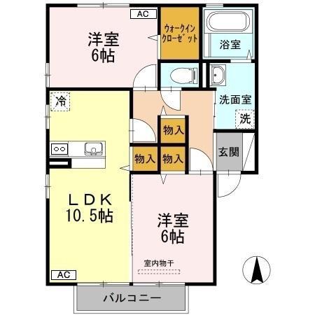 クローバーM(2LDK/2階)の間取り写真