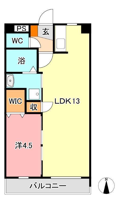下中野S-1ビル(1LDK/4階)の間取り写真