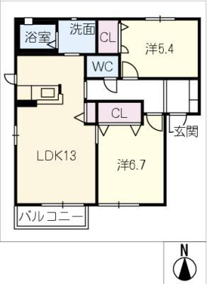 メゾン・コンフォート(2LDK/2階)の間取り写真