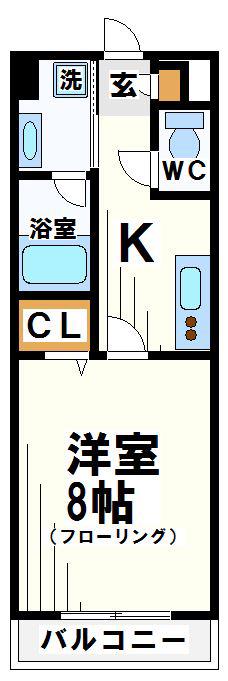 ハイムタクミII(1K/2階)の間取り写真