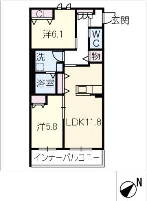 レジデンス高美(2LDK/1階)の間取り写真