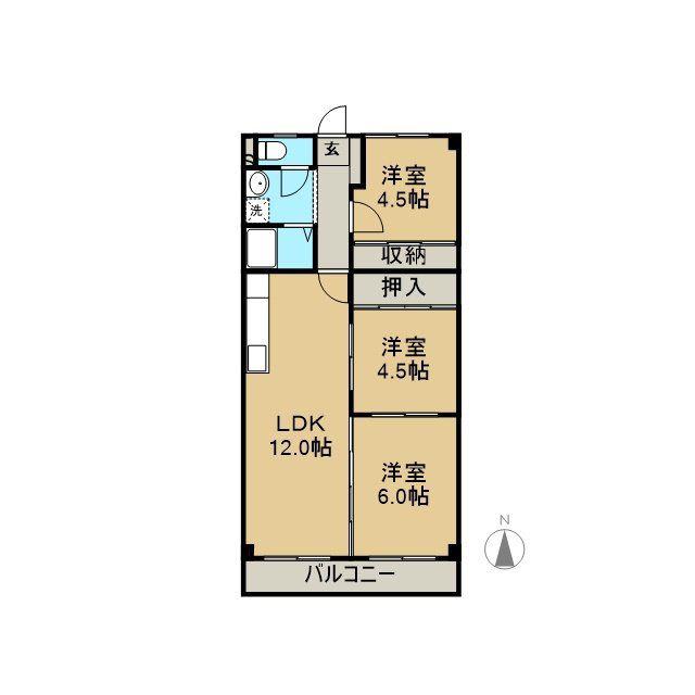 クレストンマンションI(3LDK/2階)の間取り写真