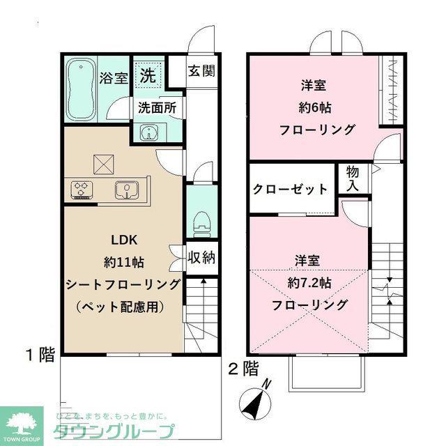 NEUE LILIE ZWEI(2LDK/1階)の間取り写真
