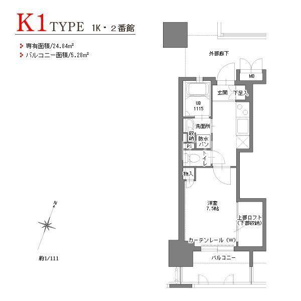 アクタス博多Vタワー(1K/10階)の間取り写真