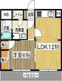 大正メゾン(1LDK/6階)の間取り写真