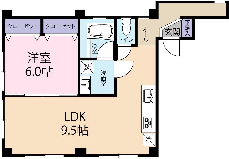 荒川ビル(1LDK/1階)の間取り写真