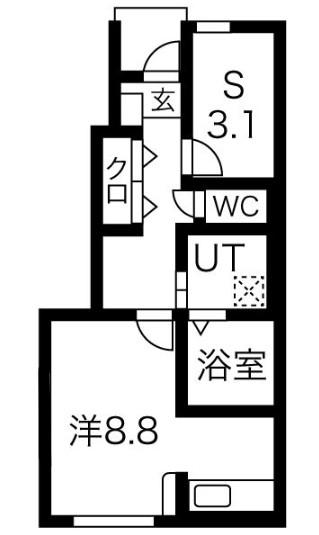 エスポア I(1SK/1階)の間取り写真