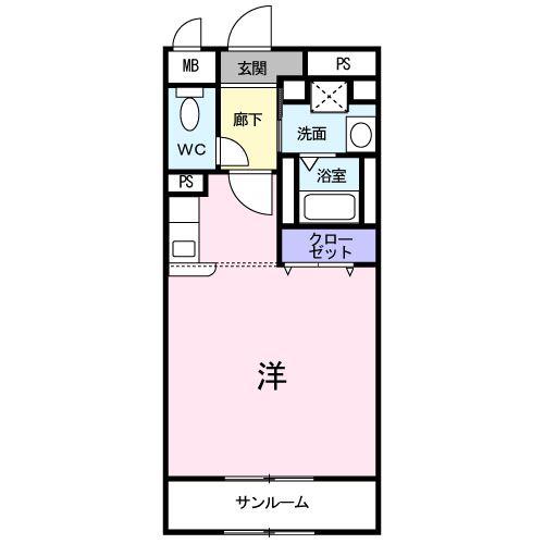 シャルマンロード(ワンルーム/2階)の間取り写真