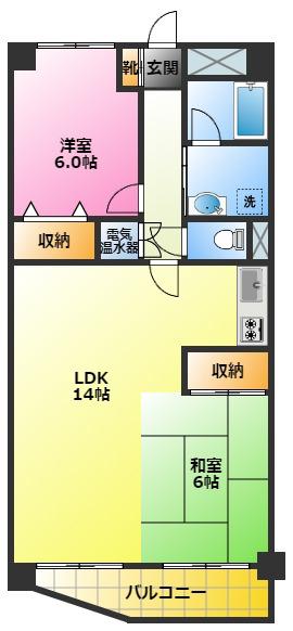 シャルム新丸子(1LDK/6階)の間取り写真