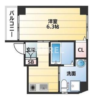 SQUARE9豊中(1K/1階)の間取り写真