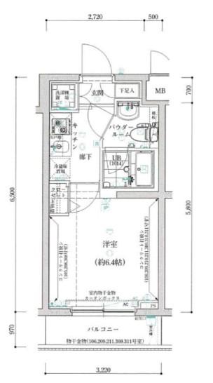 スパシエ新宿哲学童公園(1K/2階)の間取り写真