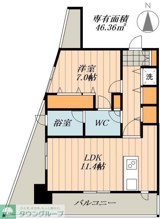 ヴァリエ東別院(1LDK/2階)の間取り写真