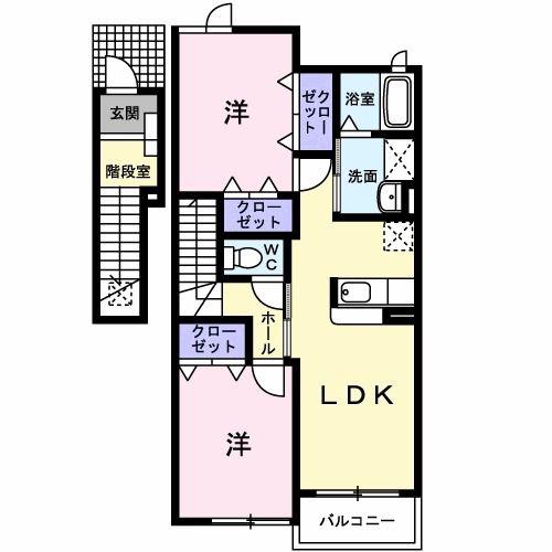ルナ パレス A(2LDK/2階)の間取り写真