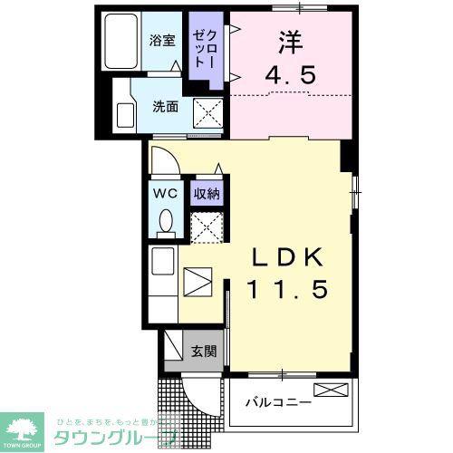セリーヌ 船橋(1LDK/1階)の間取り写真
