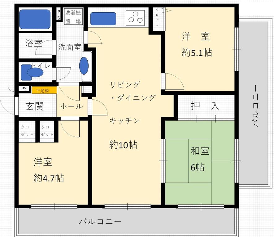 コープ野村潮見台ハイツ(3LDK/3階)の間取り写真