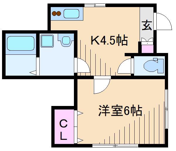 村上ハイツ(1K/1階)の間取り写真