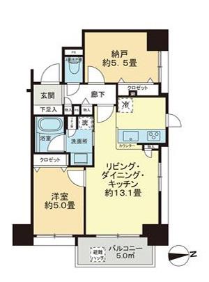デュオ府中駅前(1SLDK/5階)の間取り写真