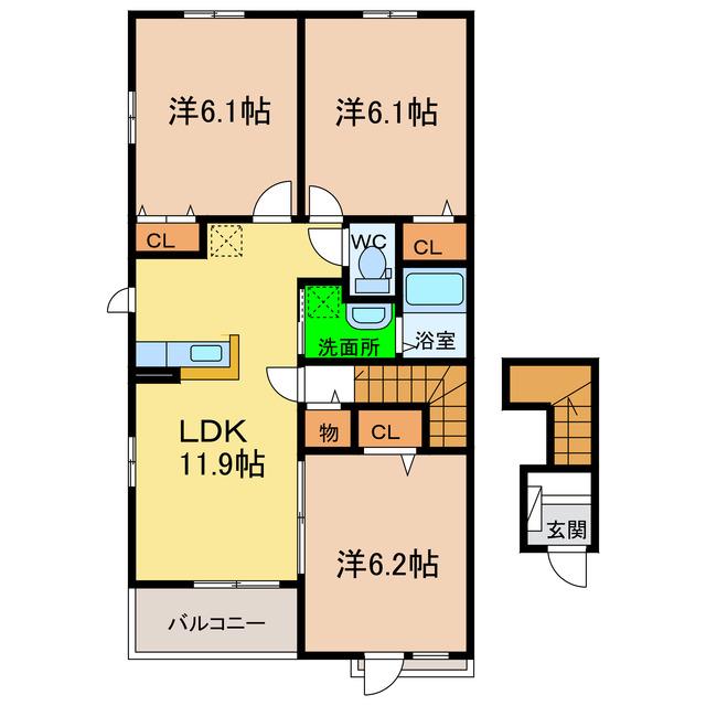 ハーベスト春日野(3LDK/2階)の間取り写真