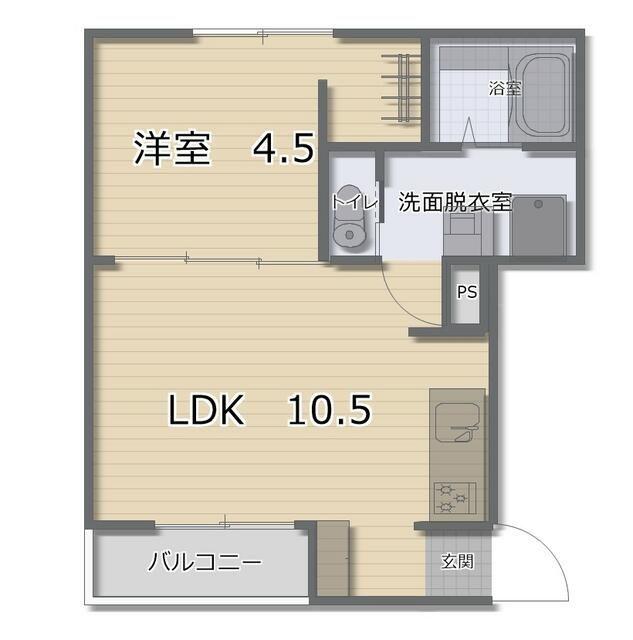 RUHE梅田(1LDK/1階)の間取り写真