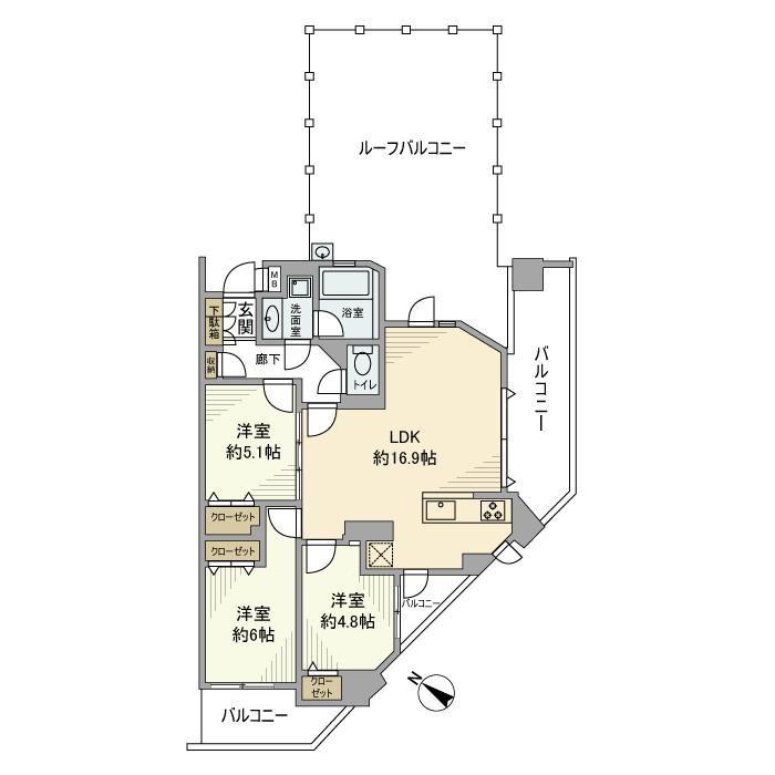 グランエルズ洋光台(3LDK/4階)の間取り写真