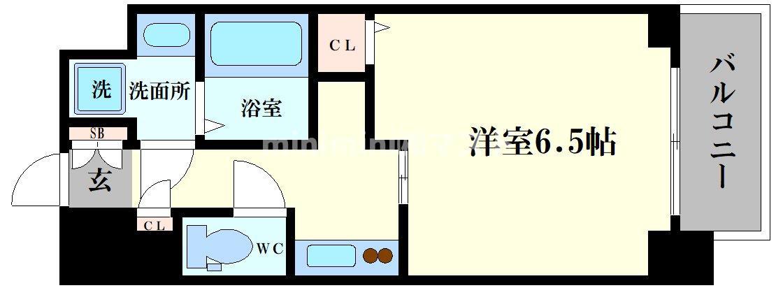 LC上本町(1K/9階)の間取り写真