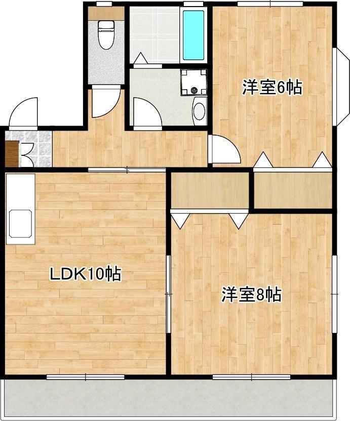 ハイツサンライズC棟(2LDK/1階)の間取り写真