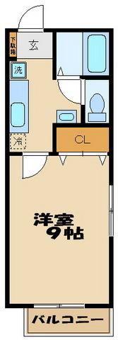 ルミエール狛江(1K/2階)の間取り写真