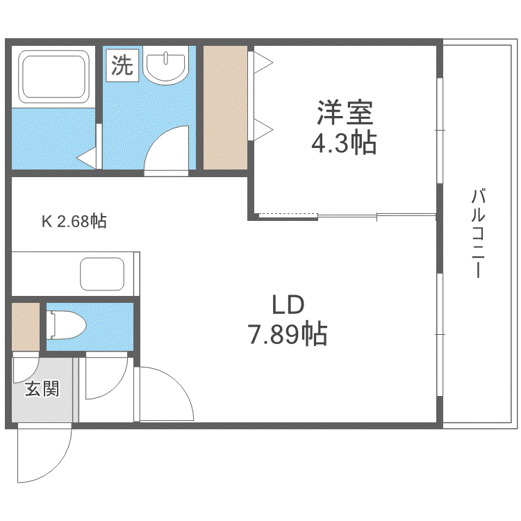 プリヴィエール旭町(1LDK/2階)の間取り写真