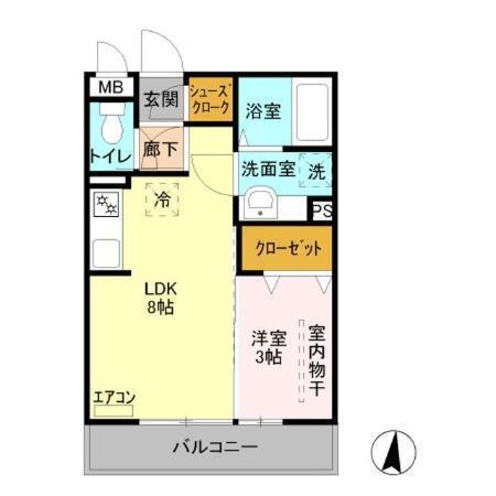 ブルースカイ(1LDK/3階)の間取り写真
