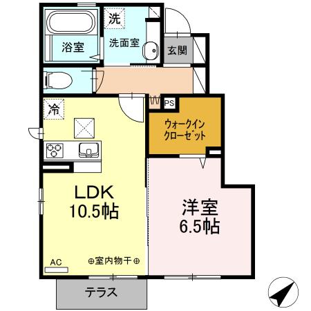 コンフォートヴィラ若松(1LDK/1階)の間取り写真