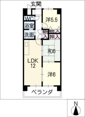 プレステージ西浦(3LDK/6階)の間取り写真