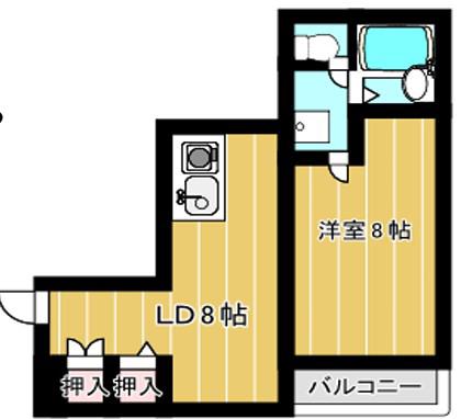 謙徳ビル(1DK/3階)の間取り写真