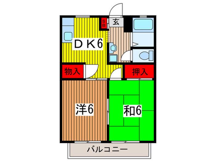ベルシェ松井(2DK/2階)の間取り写真