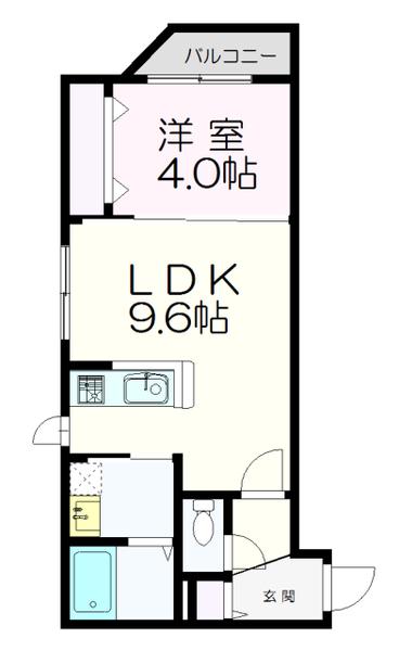 シティレジデンス新札幌(1LDK/1階)の間取り写真