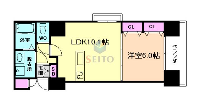 ノルデンハイム江坂II(1LDK/6階)の間取り写真