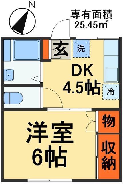 ハイツ本郷(1DK/1階)の間取り写真