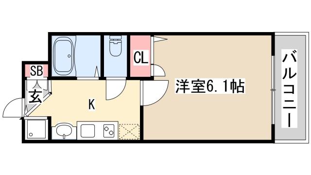 プレサンス神戸プレシャス(1K/2階)の間取り写真