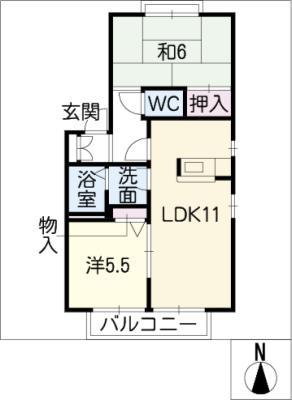 ファミールHARA(2LDK/1階)の間取り写真