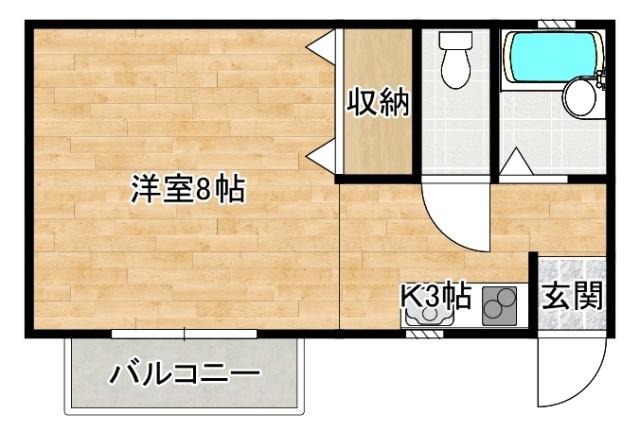 福石グリーンコート(1K/2階)の間取り写真