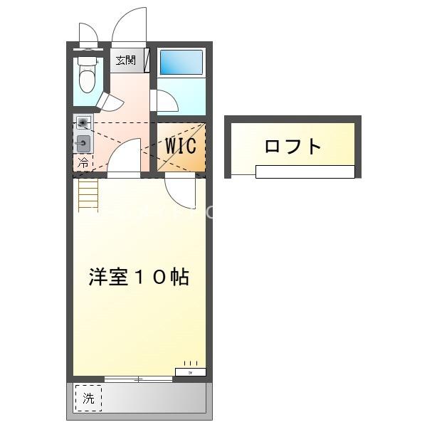セザンヌ片西(1K/1階)の間取り写真