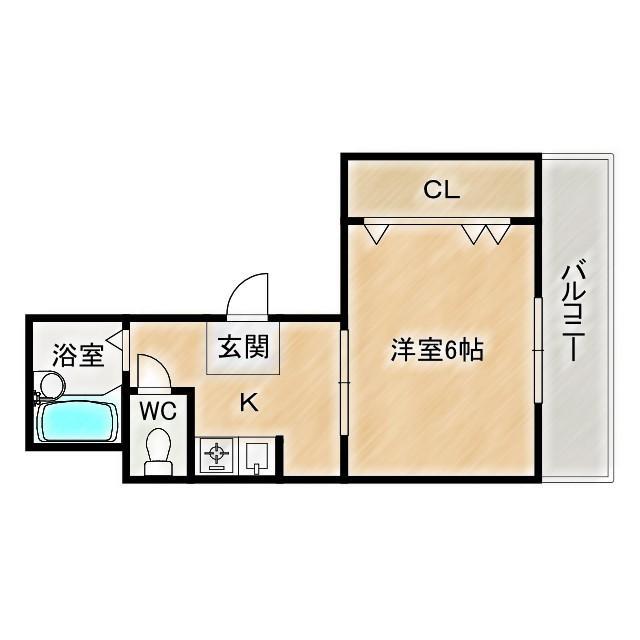 エルミタージュ(1K/4階)の間取り写真
