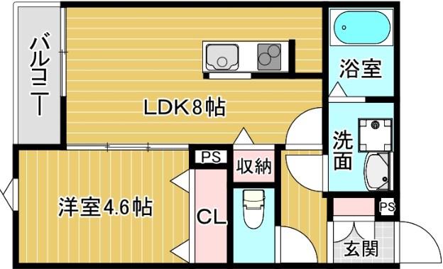 RIEMON蛍池(1LDK/3階)の間取り写真